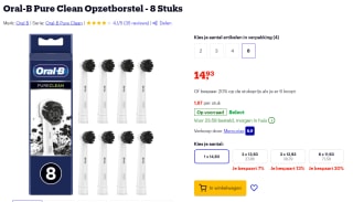 Oral-B Pure Clean Charchoal Opzetborstel - 8 Stuks voor €14,64 bij bol.com