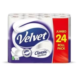 Velvet Classic Quilted Toilet Tissue 24 Rolls - £8.50