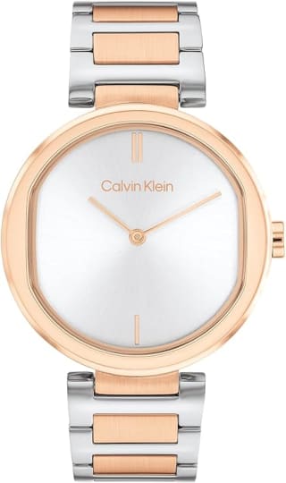 Calvin Klein licht grijs bicolor roze goud staal horloge voor €119,38 bij Amazon
