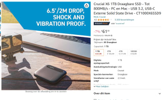 Crucial X6 1TB Externe SSD voor €66,99 bij Amazon.nl