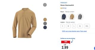 Parkside Heren Thermoshirt in diverse kleuren voor €2,99 in de Lidl webshop