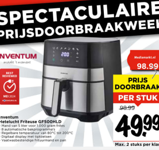 Inventum GF500HLD Hetelucht Friteuse voor €49,99 bij Vomar