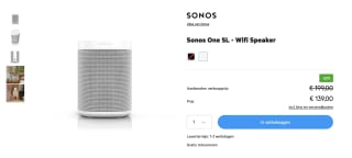 Sonos One SL - Wifi Speaker voor 134 euro ( dmv code )