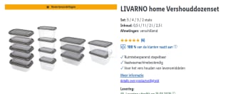 LIVARNO home Vershouddozenset 0,5 l / 1 l / 2 l / 2,5 l voor €1,99 bij de Lidl