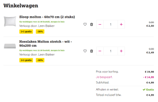 1+1 gratis op alle dekbedden en hoofdkussens bij Leen Bakker