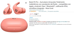 APPLE Beats Fit Pro, Auriculares totalmente inalámbricos, Bluetooth®, Micrófono, para Apple y Android por 138.75€