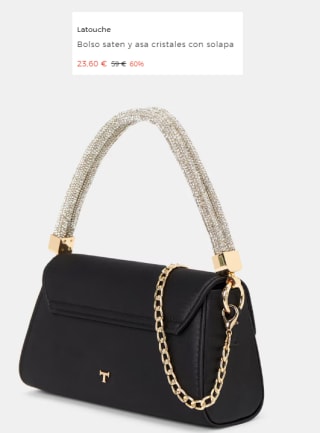 Bolso saten y asa cristales con solapa Latouche por 23.6€
