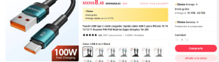 Cables Toocki USB A a C por $8.43 en AliExpress