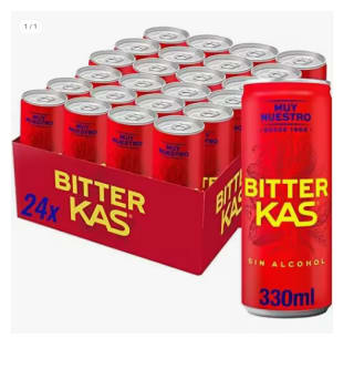 Bitter KAS Refresco Amargo sin Alcohol, 24 x 330ml (Cuenta Nueva 9.45€)