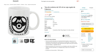 Taza de cerámica 325ml en caja regalo Pokemon por 2,95€