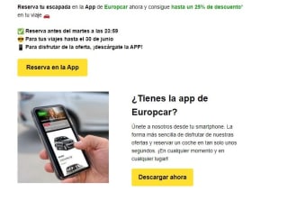 Hasta -25% descuento desde la App de Europcar