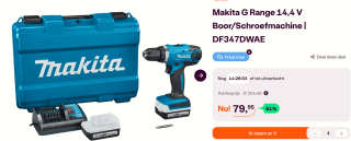 Makita 14,4 V Boor-/schroefmachine - DF347DWE voor €79,95 bij Ibood