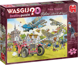 OVERZICHTSPEL & SPEELGOEDPUZZELSCARTOON Wasgij Retro Destiny 5 - Tijdrijzen (1000 Stukjes) voor €7,42 bij Amazon