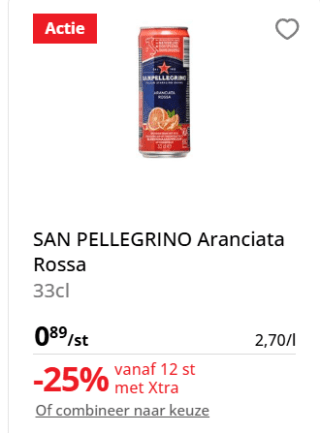 25% Xtra korting op San Pellegrino bij Colruyt