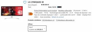LG 29WQ600-W - Moniteur UltraWide à 249€
