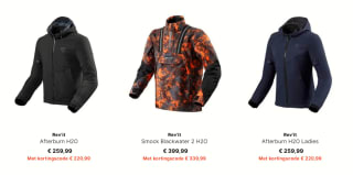 Bikeroutfit kortingscode voor 15% korting op Rev'it motorkleding, motorjassen met gratis rugprotector