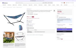 Hamaca Outsunny con Soporte y Bolsa de Transporte por 39,99€