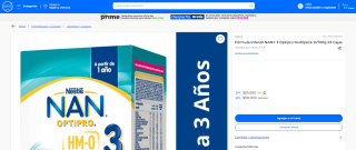 Multipack 3x Fórmula Infantil NAN 3 Optipro Nestlé de 700g por $55.950