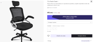 Silla de oficina con reposacabezas por 37,49€