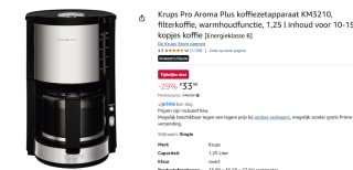 Krups Pro Aroma Plus koffiezetapparaat voor €33,99 bij Amazon