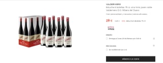 Valderivero Estuche 6 botellas vino tinto joven roble D.O. Ribera del Duero por 29€