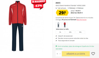 Chandal para Hombre ASICS Event por 29.99€