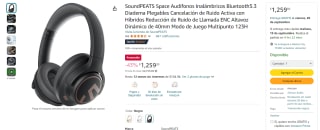 Audífonos SOUNDPEATS Space por $1,133 en Amazon, envío gratis