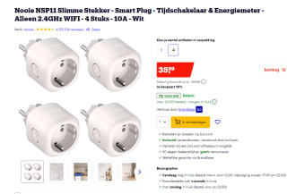4 Stuks Nooie NSP11 Slimme Stekker - Tijdschakelaar & Energiemeter