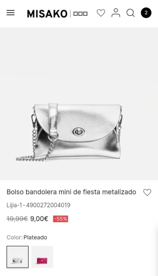 Bolso Bandolera mini de fiesta metalizado por 6€.