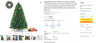 Árbol de Navidad Artificial 1.8M por $349 | Descuento Amazon