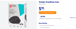 Sologic ergonomische draadloze muis voor €5,95 bij de Action
