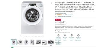 Lavadora Candy Rapid O RO1486DWMCT/1-S 8 KG clase energética A por 283,99€