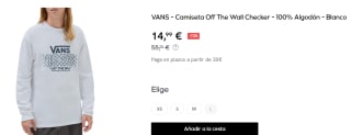 Camiseta de manga larga para Hombre Vans Off the Wall Checker por 14.99€