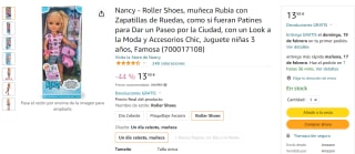 Nancy - Roller Shoes Muñeca patinadora por 13,98€