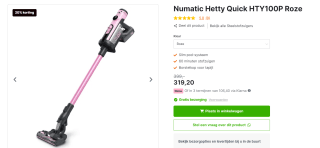 Numatic Hetty Quick Draadloze Steelstofzuiger voor €319,20 bij Expert