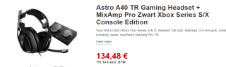 Astro A40 TR Gaming Headset + MixAmp Pro TR voor €134,48 bij proshop