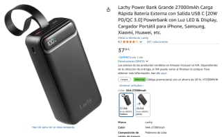 Lachy Power Bank Grande 27000mAh Carga Rápida Batería Externa con Salida USB C por 18,99€