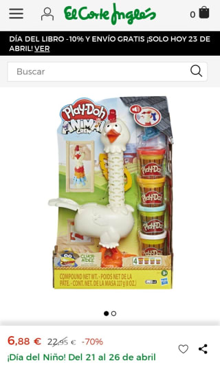 Gallina plumas divertidas Play-Doh por 6,88€.