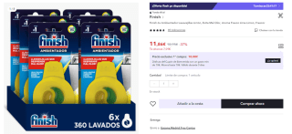 Pack 6 Finish Ambientador Lavavajillas Limón por 5.93€