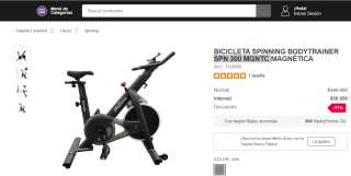 Bicicleta de Spinning Bodytrainer SPN 300 por $99.990