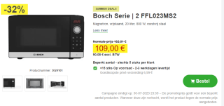 Bosch Microgolfoven FFL023MS2 voor €109 bij Proshop