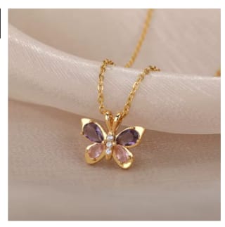 Collier pendentif papillon en Zircon pour femmes à 0,94€