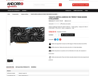 Tarjeta Gráfica ASROCK RX 7800XT 16GB GDDR6 por 538,50€