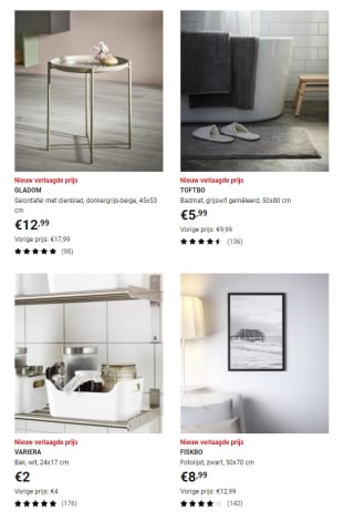 Tot 50% lagere prijzen op veel items bij Ikea