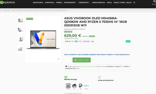 ASUS VIVOBOOK OLED M5406NA Ryzen 5 14" 16GB 512GB por 629€