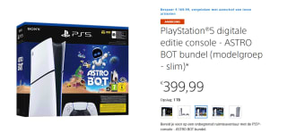 PlayStation 5 Digital Edition + ASTRO BOT bundel (slim version) voor €399,99 in de Playstation Store