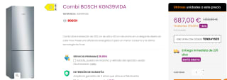 Frigorifico Combi BOSCH KGN39VIDA de 267L por 667€