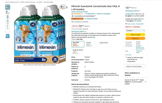 Suavizante Mimosín Concentrado Azul Vital 8 x 56 lavados por 15,92€€