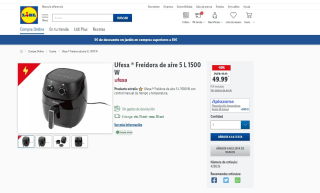 Freidora Aire Ufesa Shadow - 1500W, 5.5 Litros