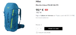 Mochila Millet PULSE LTD de 34L por 90€